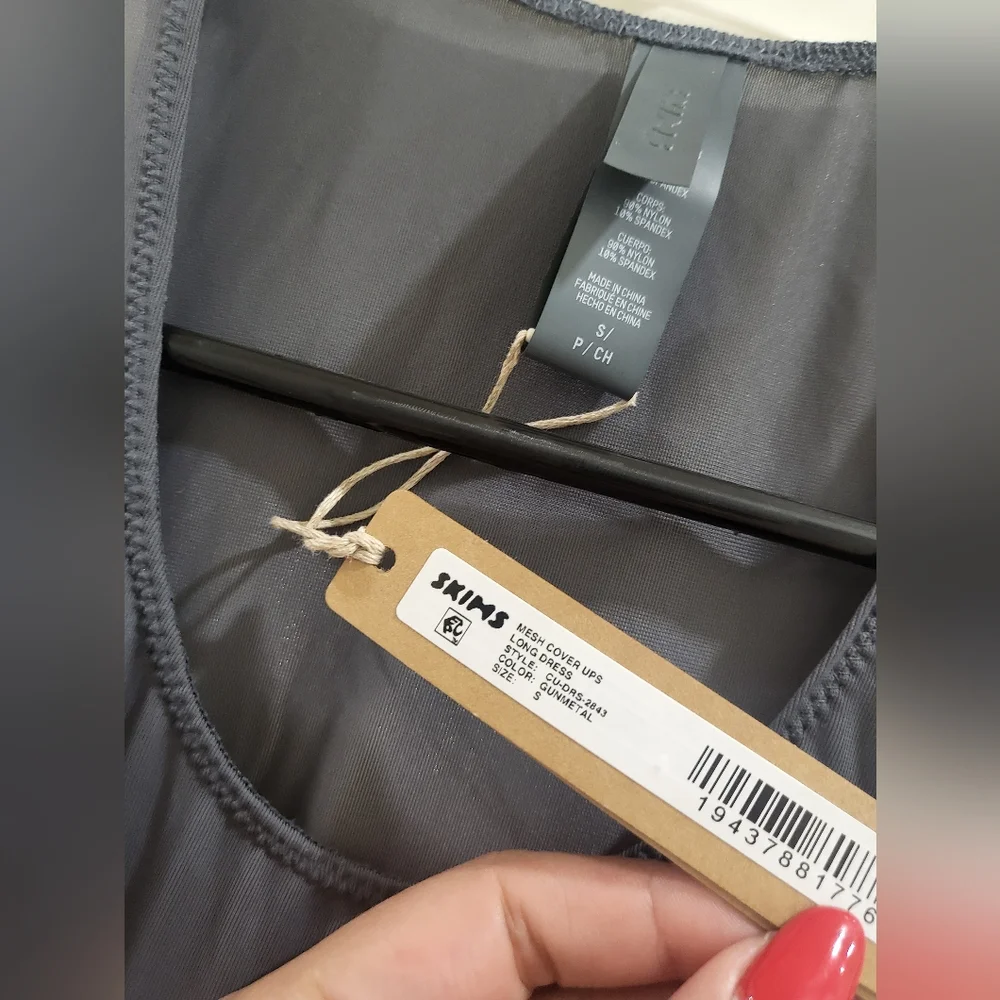 NWT SKIMS MESH LONG TANK DRESS IN GUNMETAL SIZE SMALL